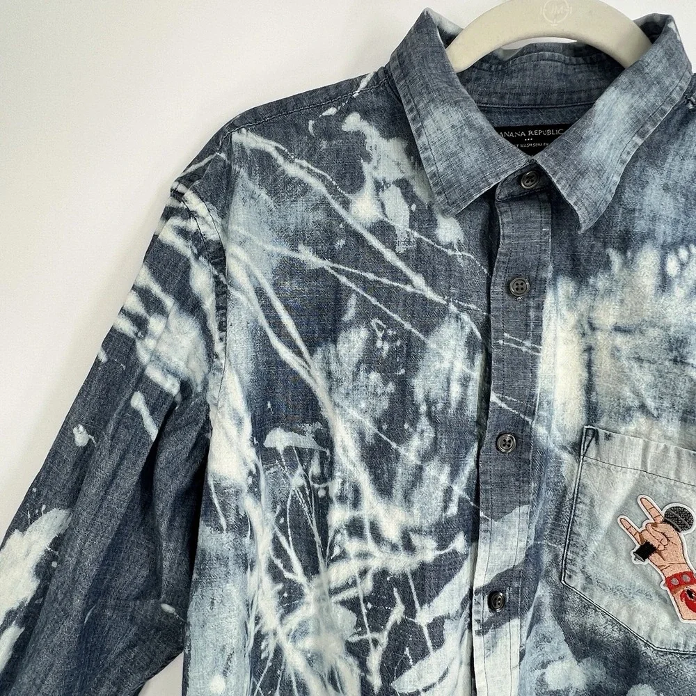 Banana Republic‎ Denim Button Shirt X Rolling Sones Embroidery Size XL